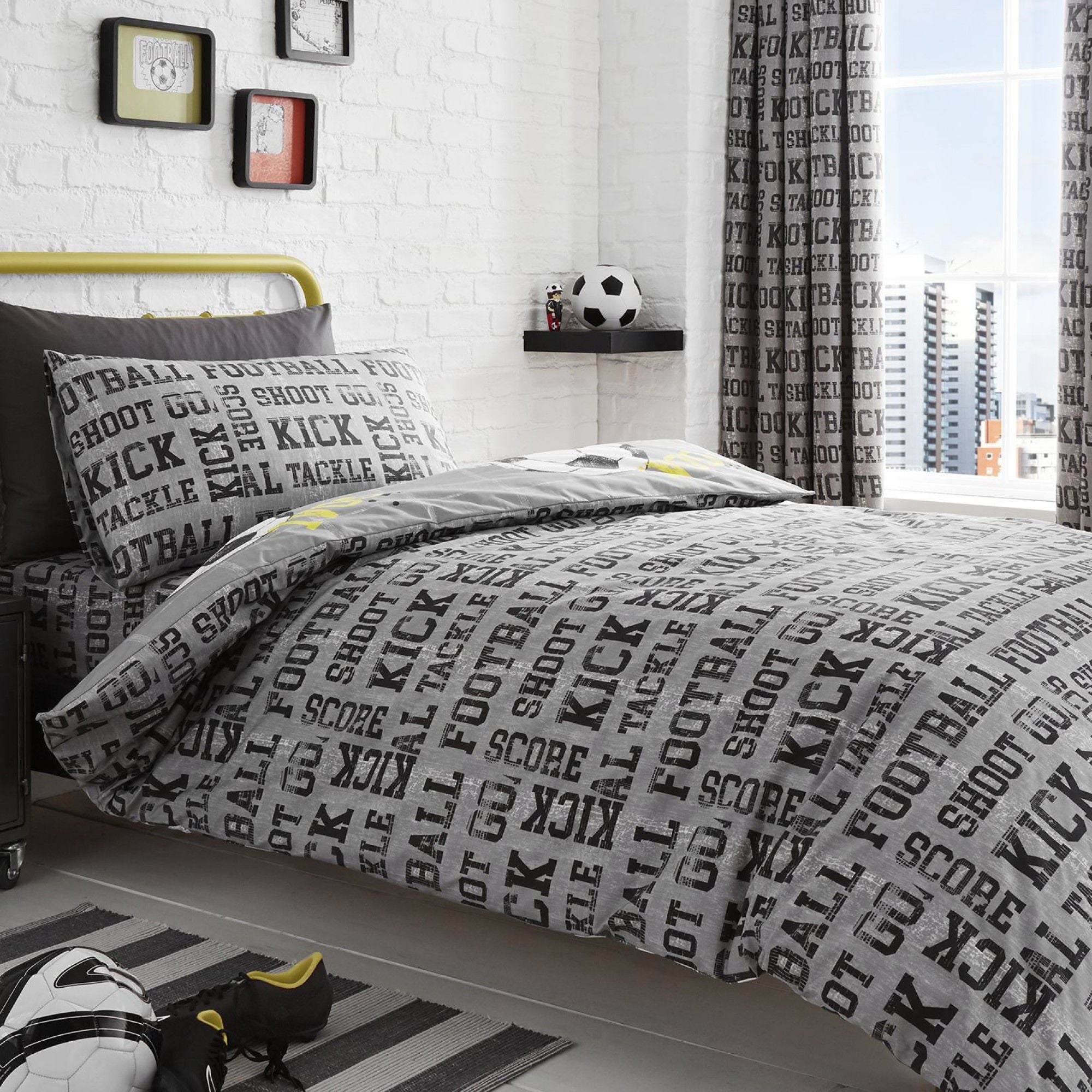 Football Duvet Cover Set by Bedlam in Grey - Duvet Cover Set - Bedlam
