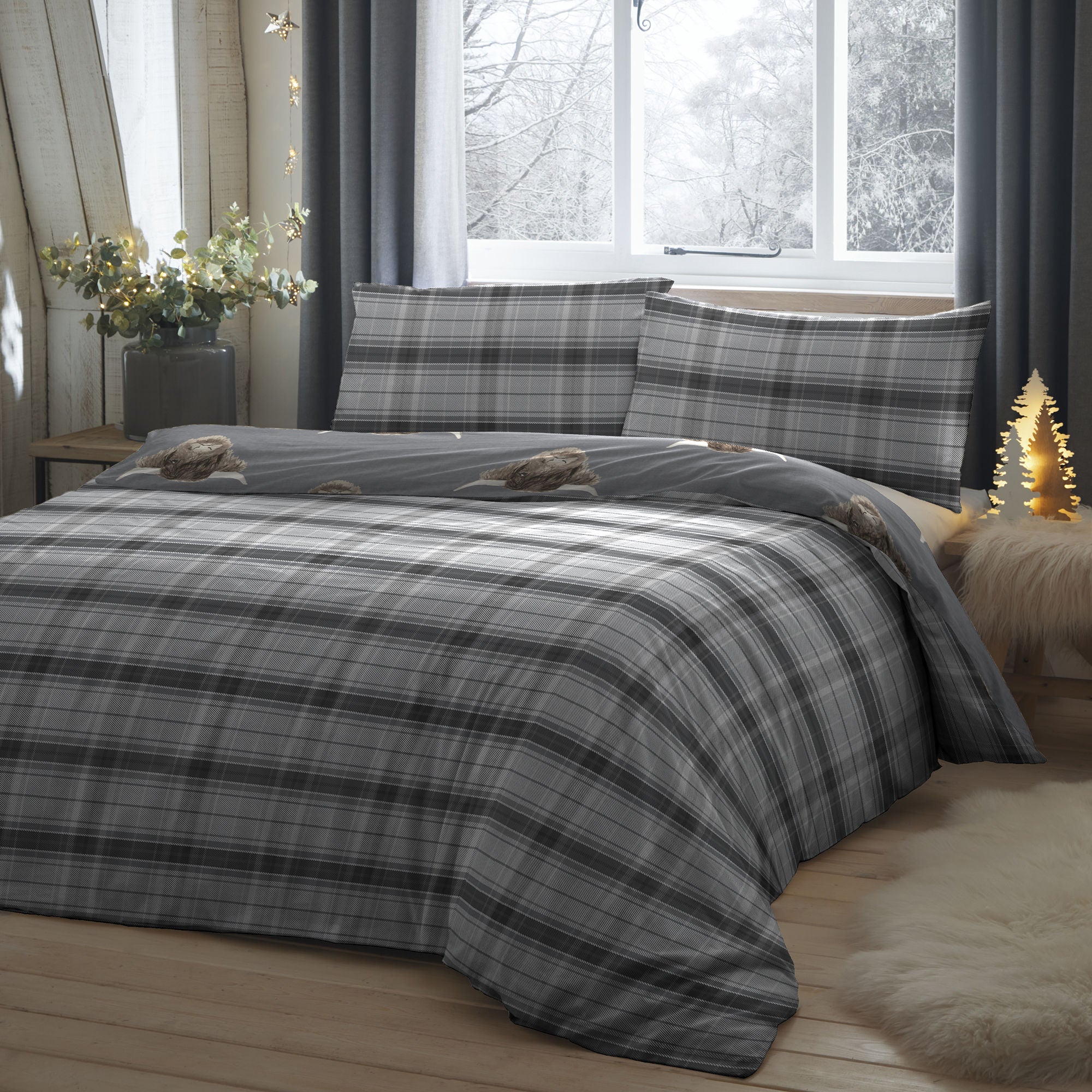 Highland Cow Duvet Cover Set by Fusion in Grey - Duvet Cover Set - Fusion