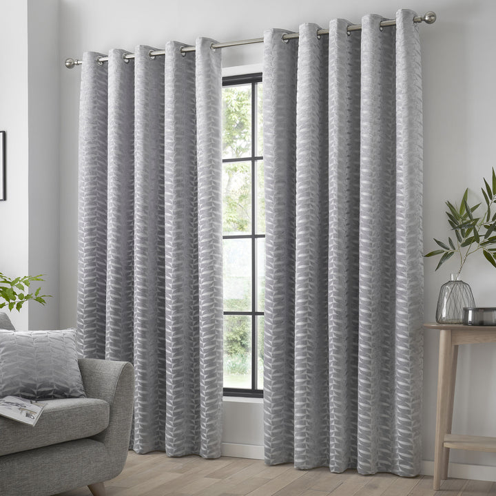 Kendal Pair of Eyelet Curtains by Curtina in Silver - Pair of Eyelet Curtains - Curtina