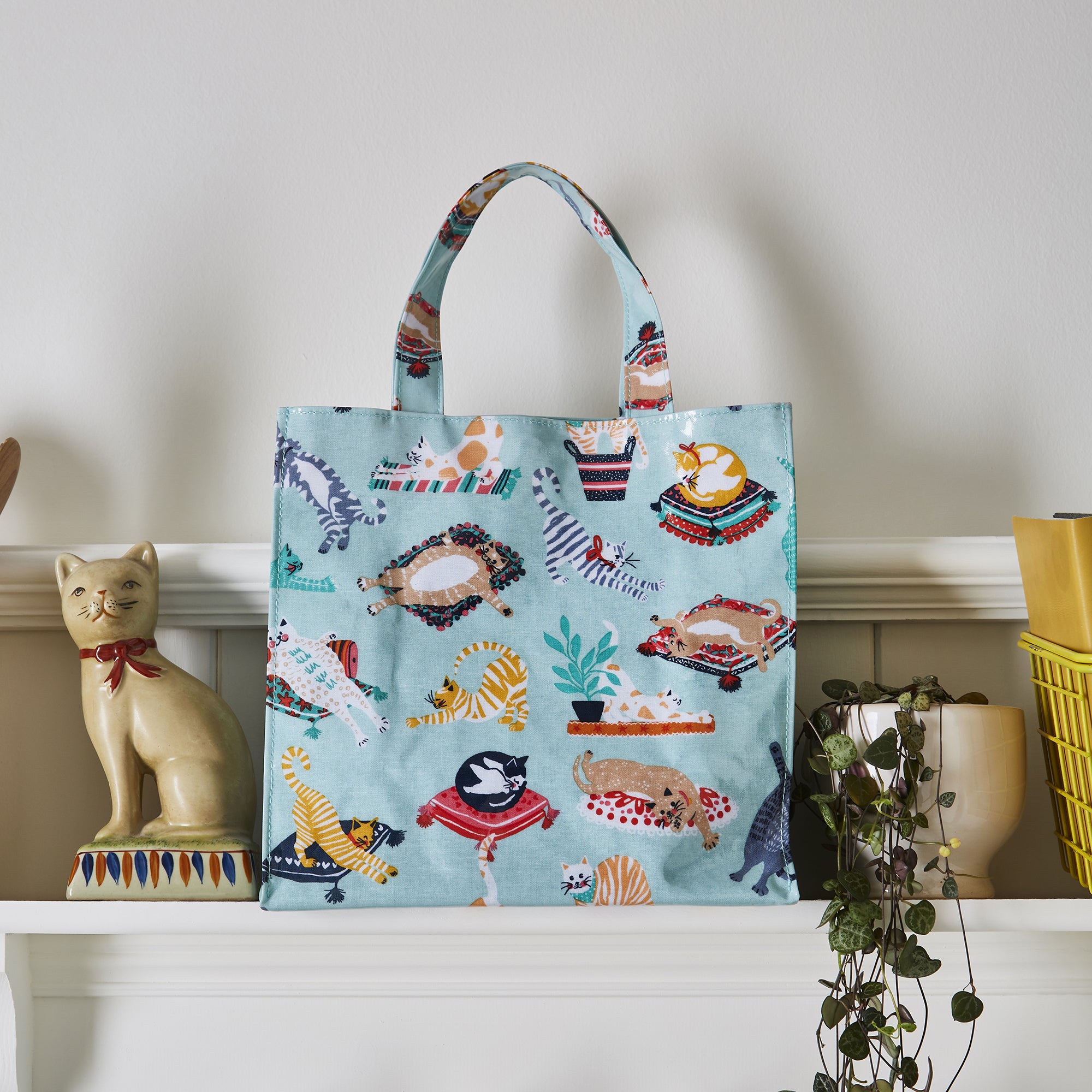 Ulster Weavers Kitty Cats PVC Coated Tote Bag Small in Blue - Bag - Ulster Weavers