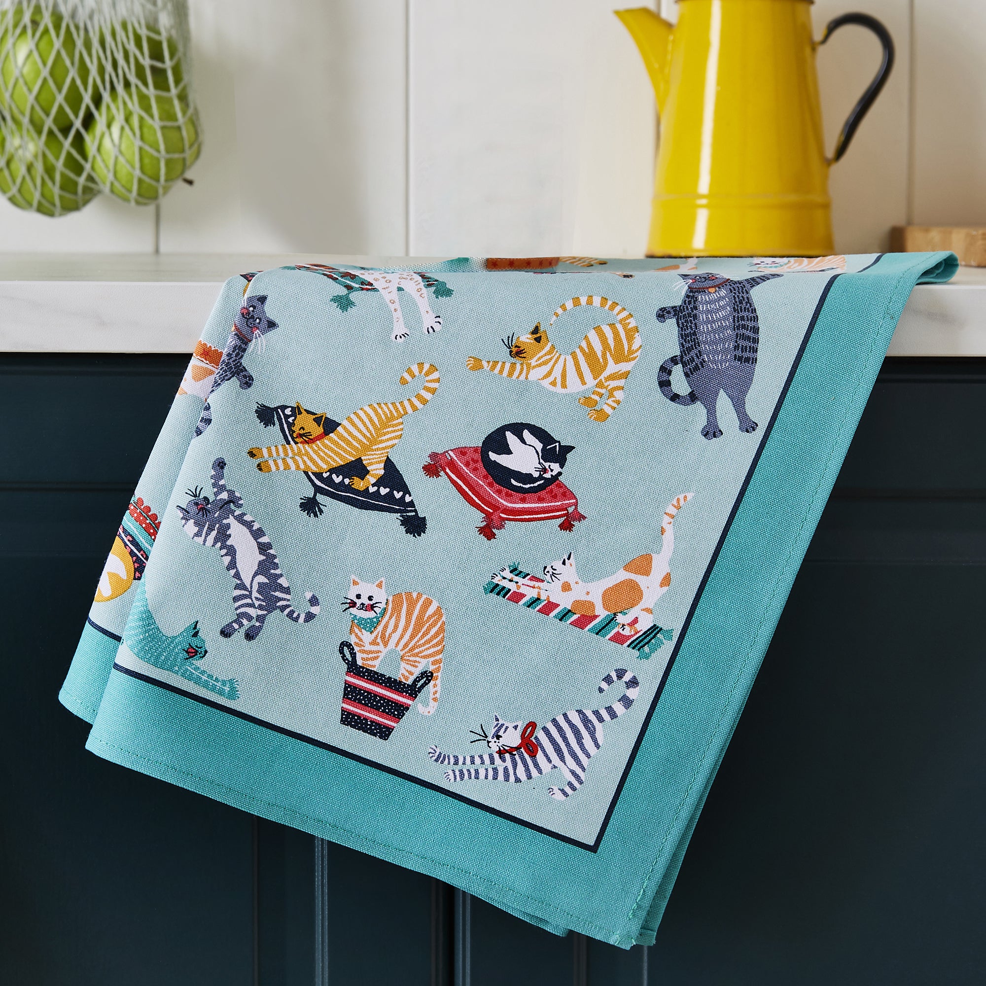 Ulster Weavers Cotton Tea Towel - Kitty Cats (100% Cotton, Blue) - Tea Towel - Ulster Weavers