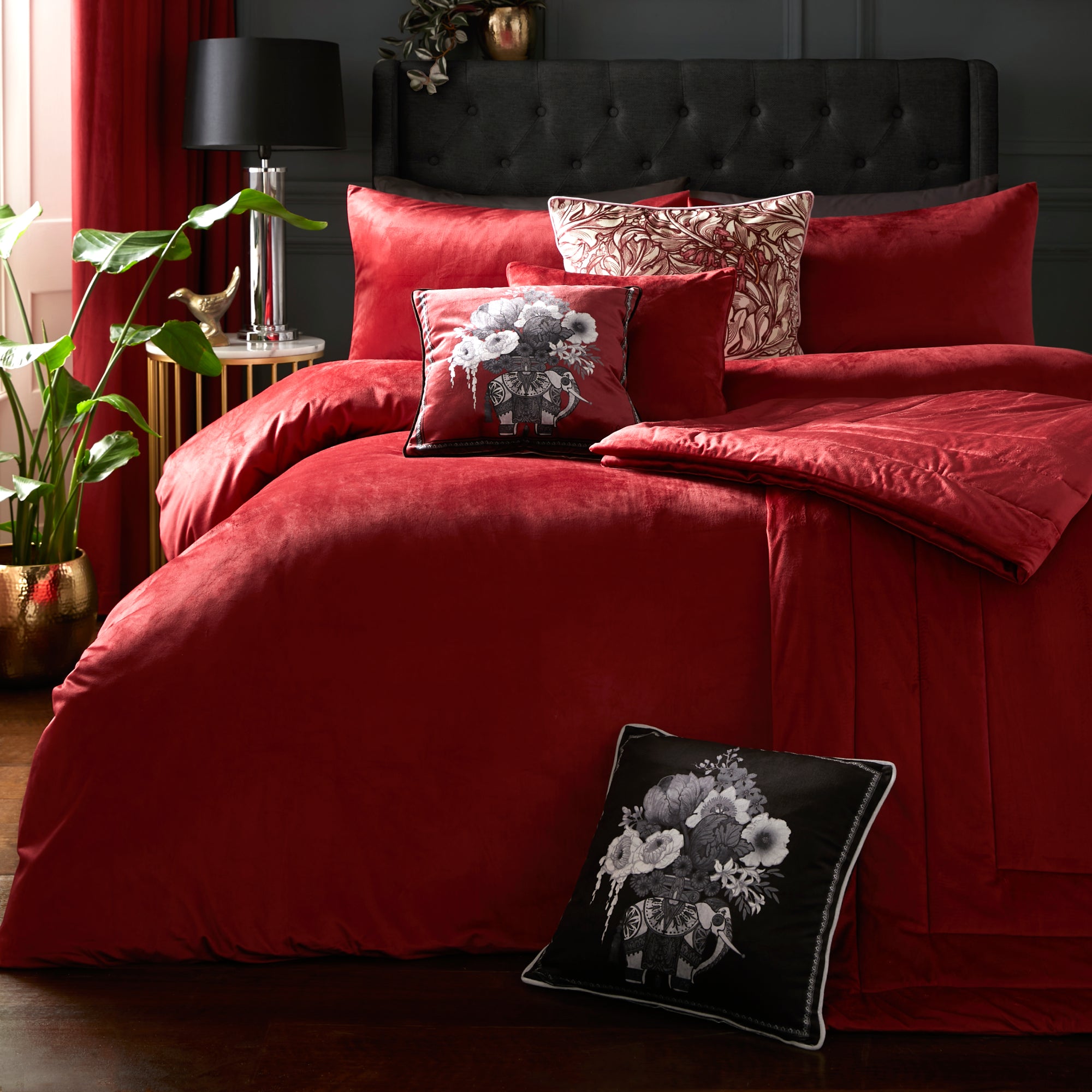 Montrose Duvet Cover Set by Laurence Llewelyn-Bowen in Claret - Duvet Cover Set - Laurence Llewelyn-Bowen