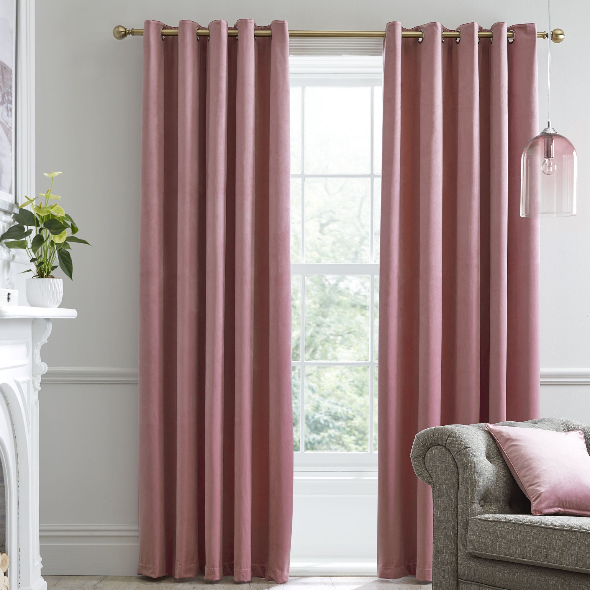 Montrose Pair of Eyelet Curtains by Laurence Llewelyn-Bowen in Blush - Pair of Eyelet Curtains - Laurence Llewelyn-Bowen