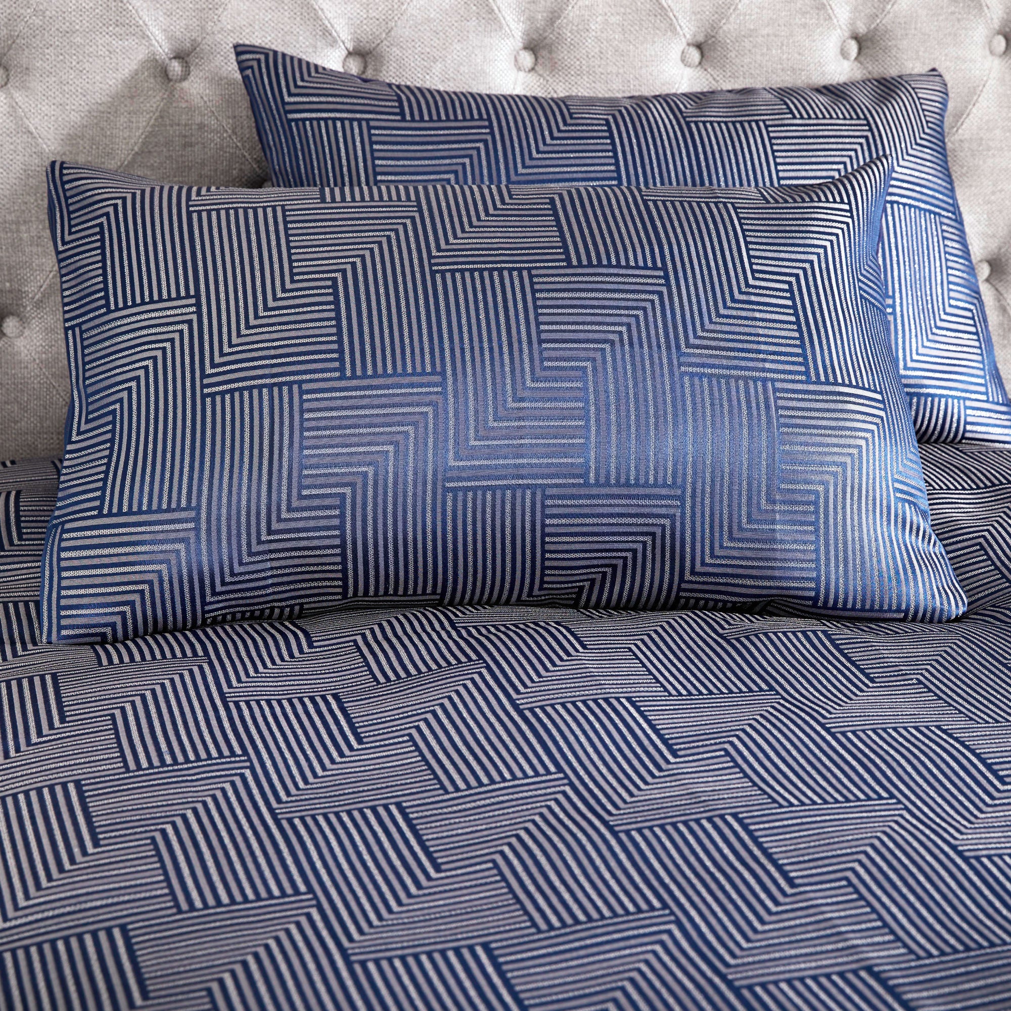 Palladio Duvet Cover Set by Laurence Llewelyn-Bowen in Navy - Duvet Cover Set - Laurence Llewelyn-Bowen