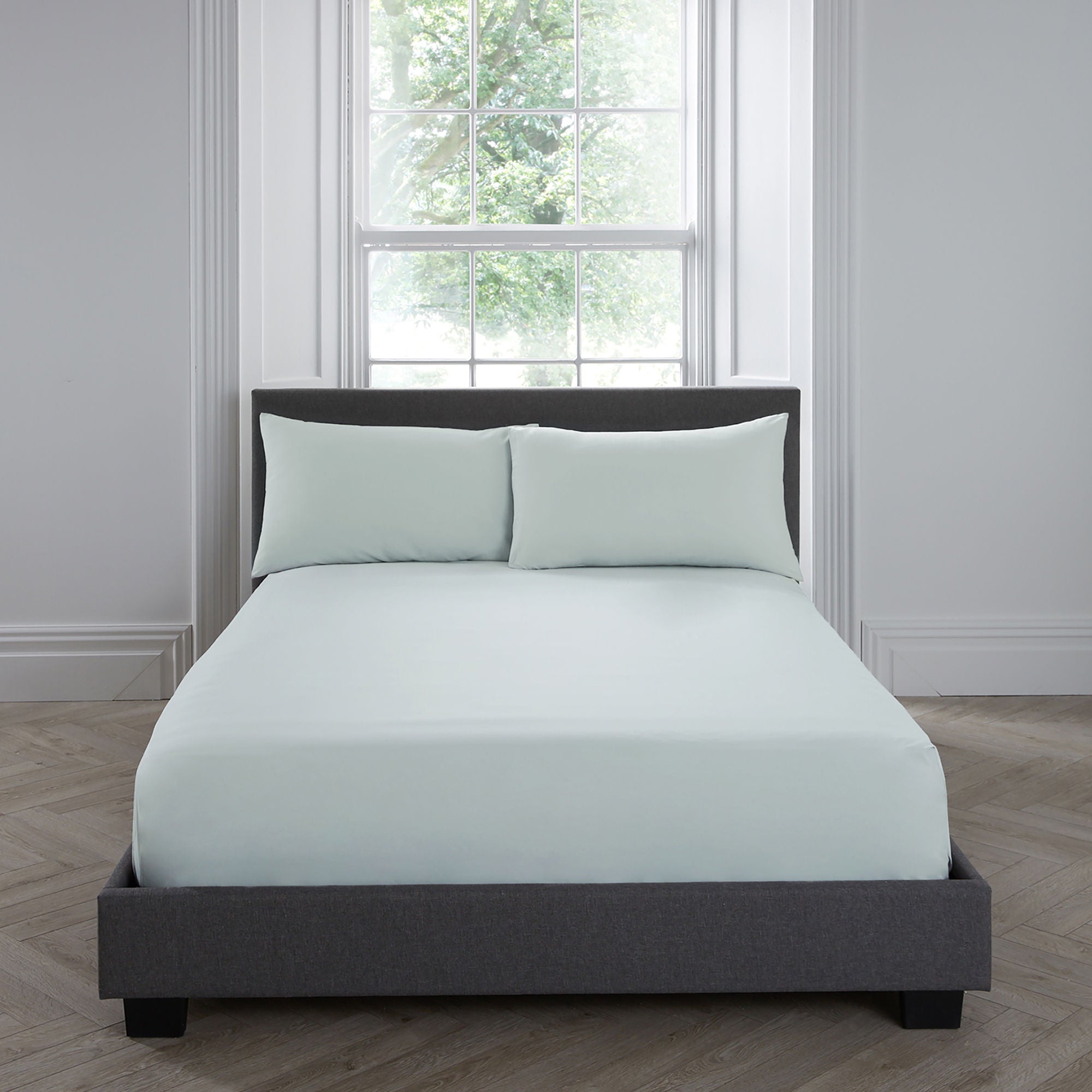 Plain Dyed Pair of Housewife Pillowcases by Serene in Green 50 x 75cm - Pair of Housewife Pillowcases - Serene