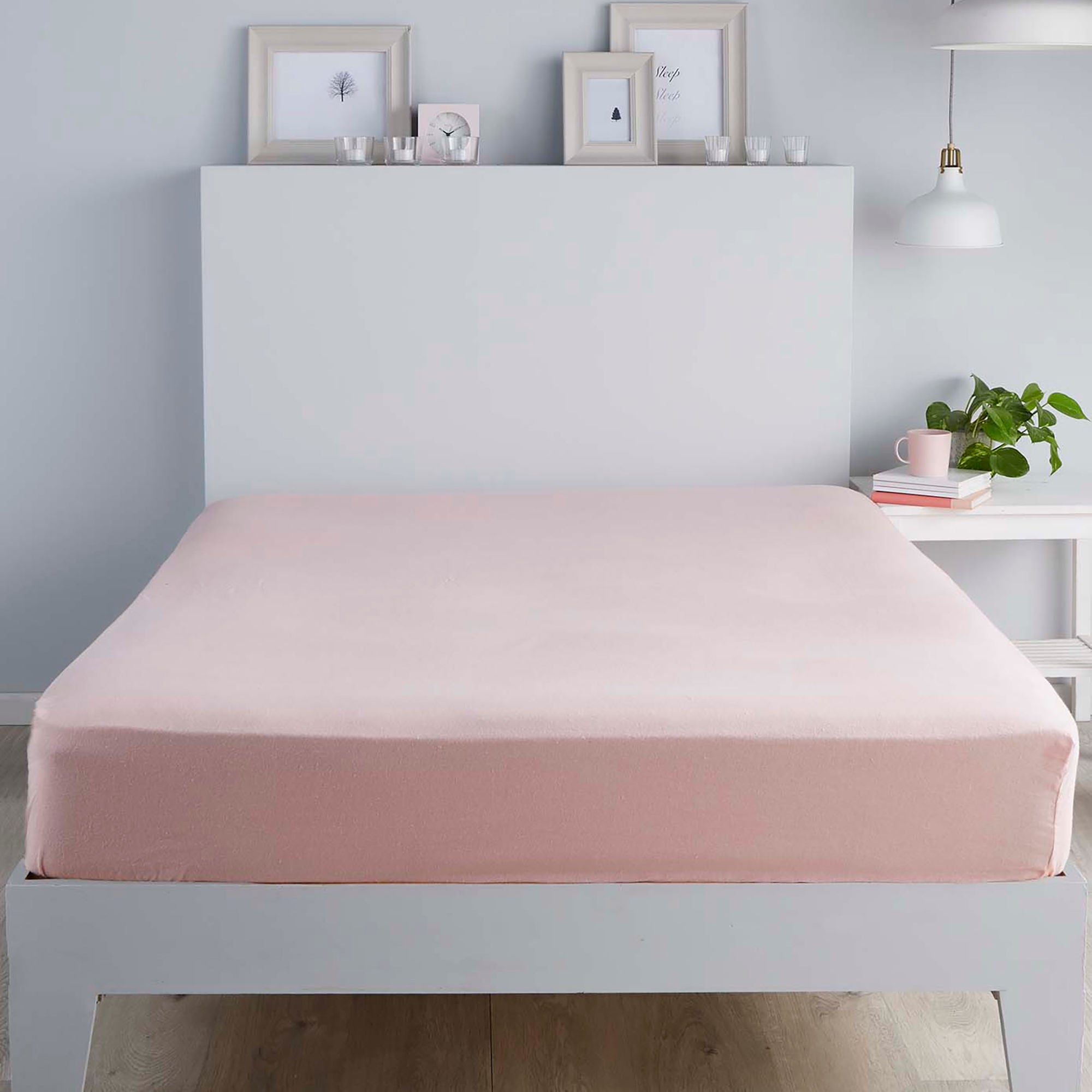 Plain Dyed 32cm Fitted Bed Sheet by Serene in Blush - 32cm Fitted Bed Sheet - Serene