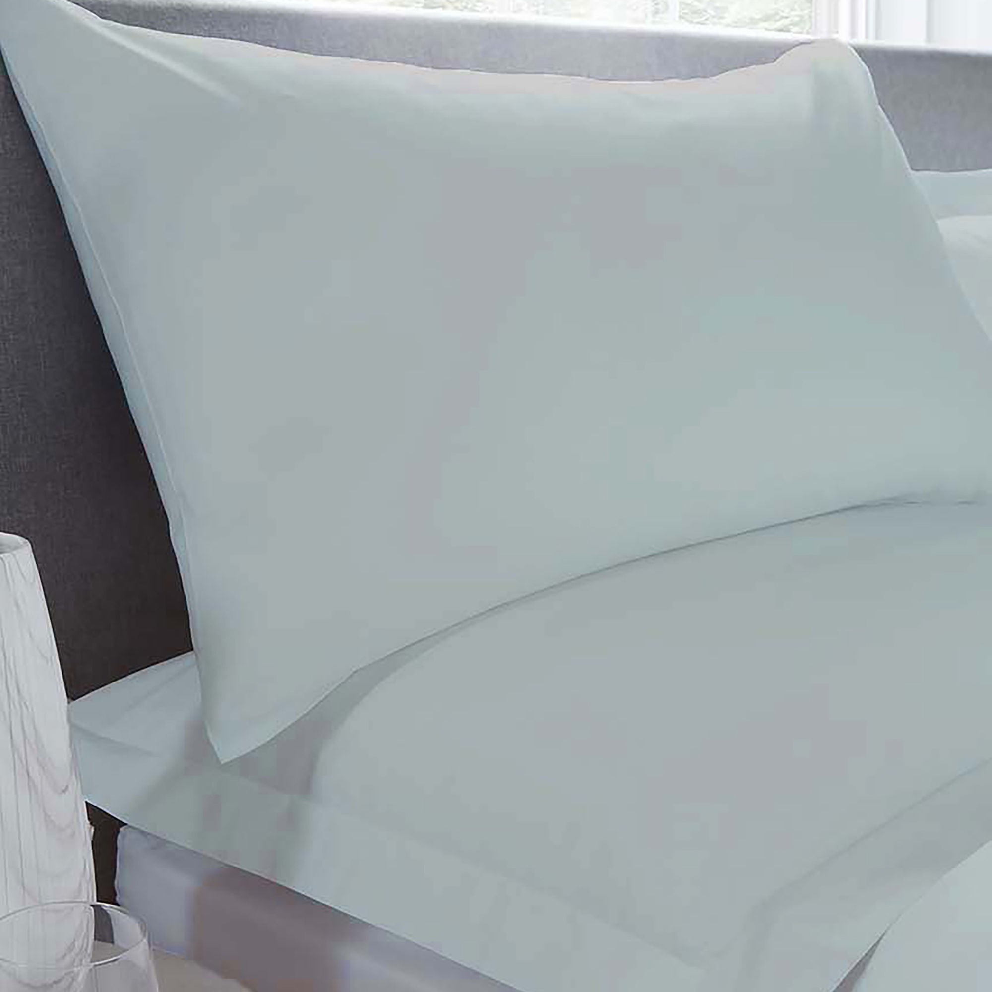 Plain Dyed 32cm Fitted Bed Sheet by Serene in Duck Egg - 32cm Fitted Bed Sheet - Serene
