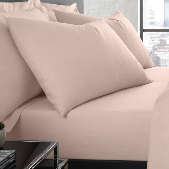 Plain Dyed Pair of Housewife Pillowcases in Blush 50 x 75cm