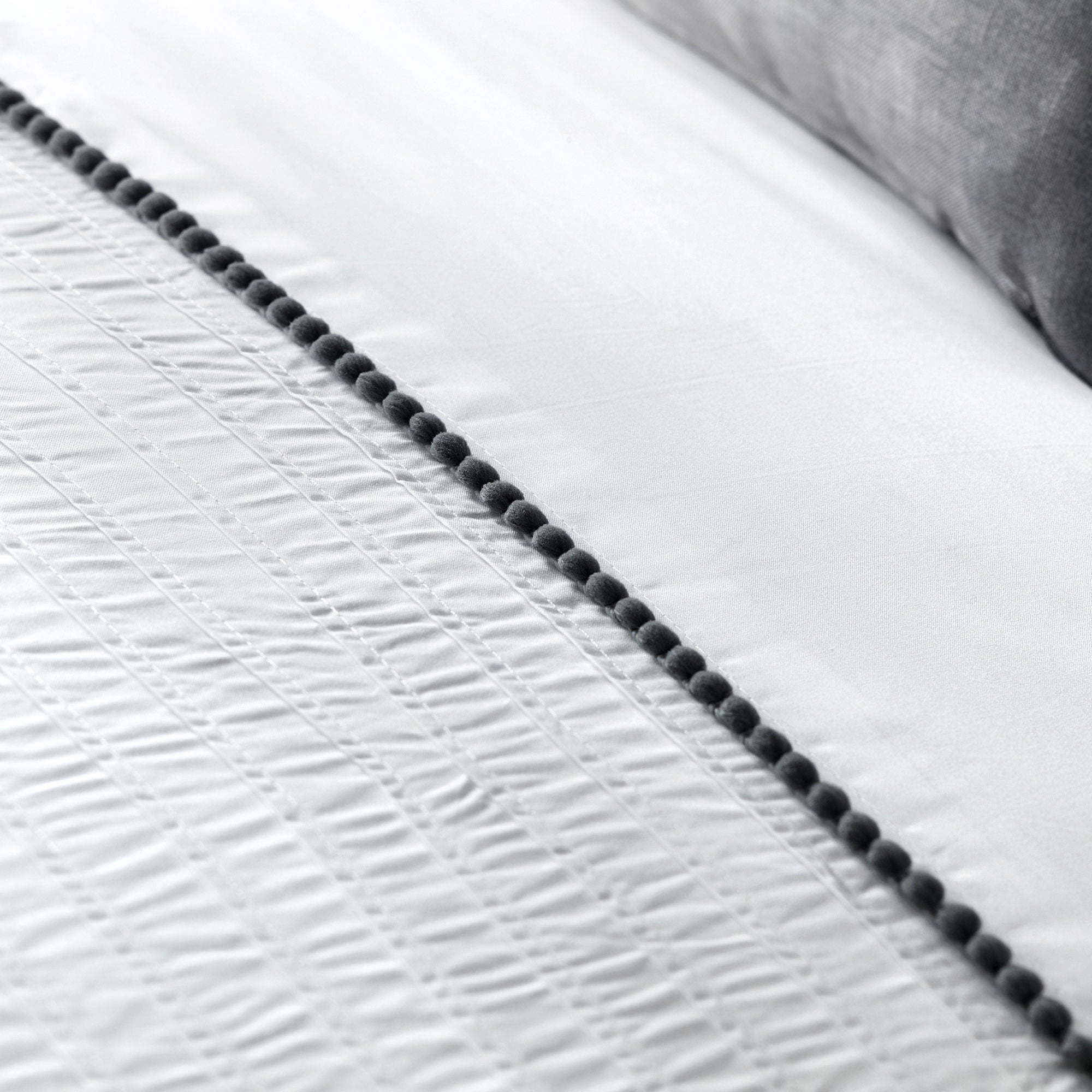 Pom Pom Duvet Cover Set by Serene in Grey - Duvet Cover Set - Serene