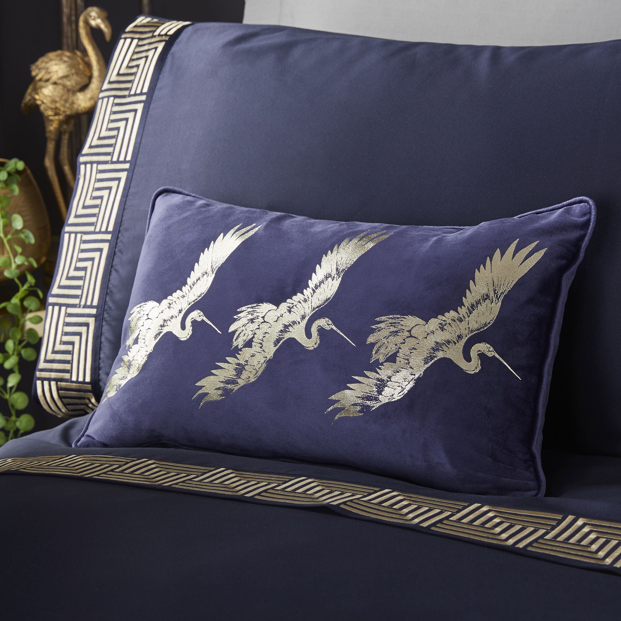 Qing Cushion by Laurence Llewelyn-Bowen in Navy 28 x 48cm - Cushion - Laurence Llewelyn-Bowen