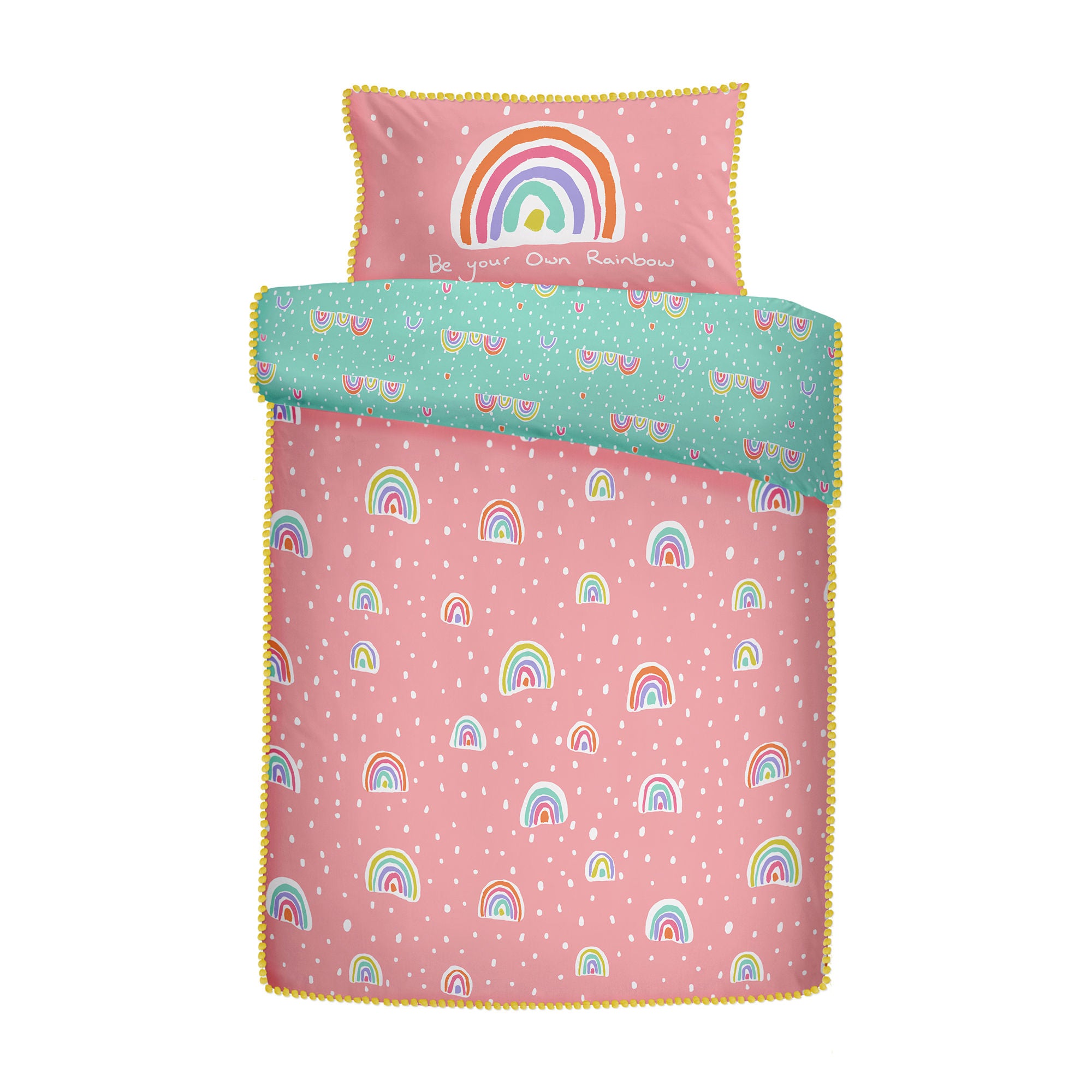 Rainbow Pom Duvet Cover Set by Appletree Kids in Multicolour - Duvet Cover Set - Appletree Kids