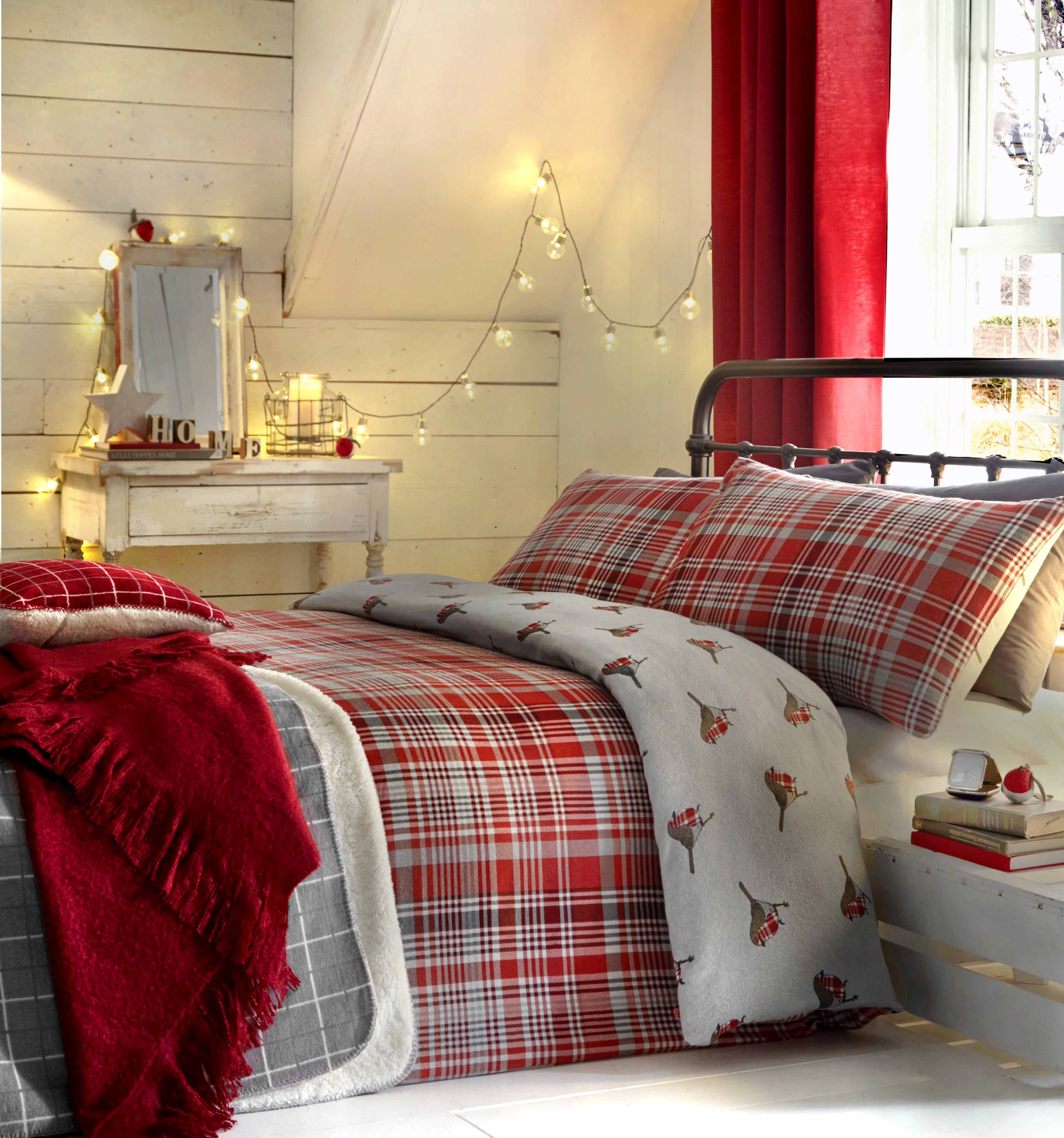 Robin Duvet Cover Set by Dreams & Drapes Lodge in Red - Duvet Cover Set - Dreams & Drapes Lodge
