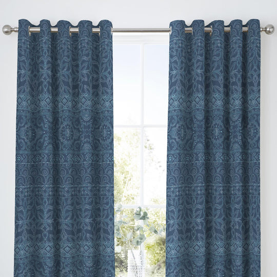 Rohini Eyelet Curtains in Blue