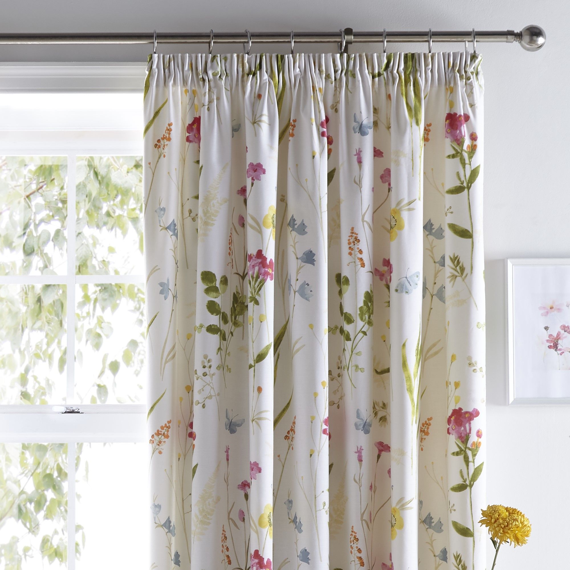 Spring Glade Pair of Pencil Pleat Curtains by Dreams & Drapes in Multicolour - Pair of Pencil Pleat Curtains - Dreams & Drapes