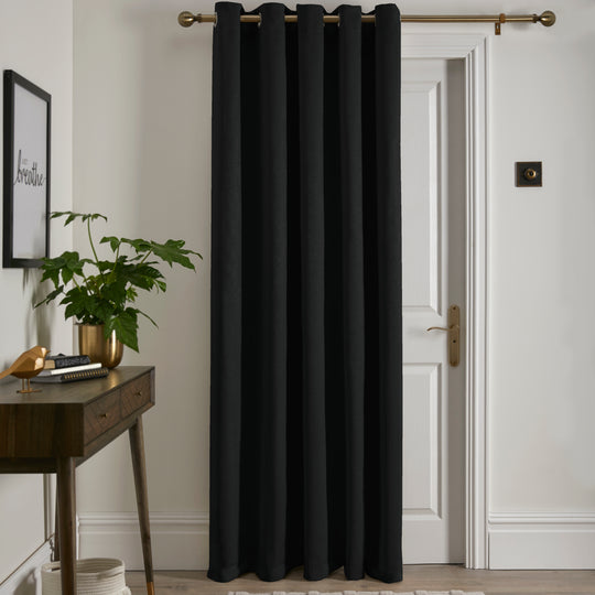 Strata Eyelet Single Panel Door Curtain in Black