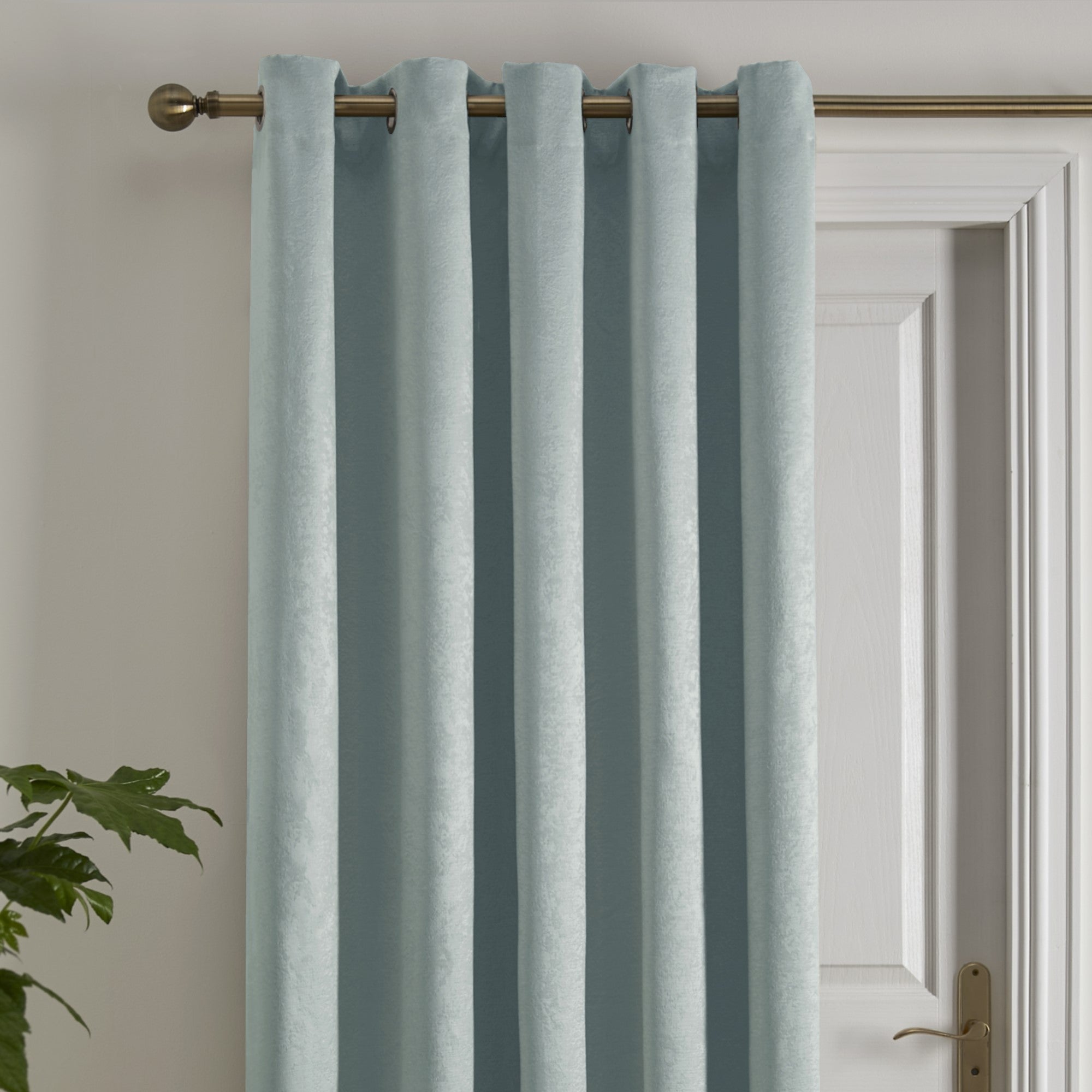 Strata Eyelet Single Panel Door Curtain by Fusion in Duck Egg - Eyelet Single Panel Door Curtain - Fusion