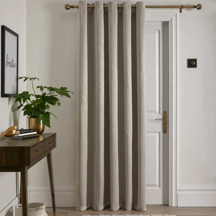 Strata Eyelet Single Panel Door Curtain by Fusion in Natural - Eyelet Single Panel Door Curtain - Fusion