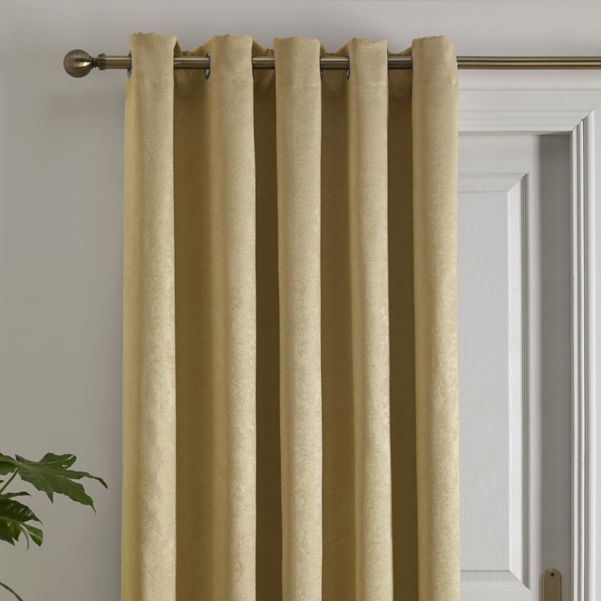 Strata Eyelet Single Panel Door Curtain by Fusion in Ochre - Eyelet Single Panel Door Curtain - Fusion
