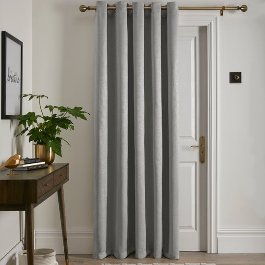 Strata Eyelet Single Panel Door Curtain in Silver