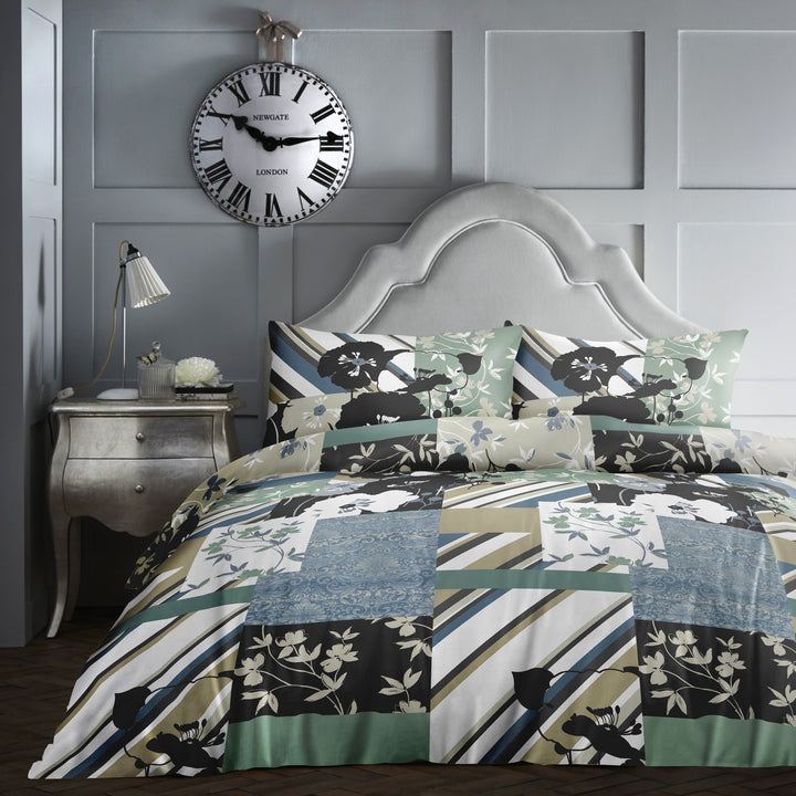 Tile Patchwork Duvet Cover Set by Dreams & Drapes in Teal