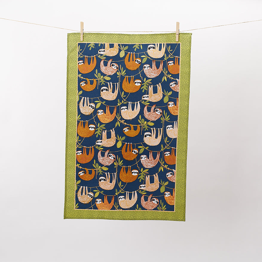 Ulster Weavers Cotton Tea Towel - Hanging Around (100% Cotton, Green) - Tea Towel - Ulster Weavers