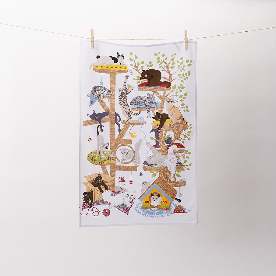 Ulster Weavers Cotton Tea Towel - Moggie Mahem (100% Cotton, Brown) - Tea Towel - Ulster Weavers