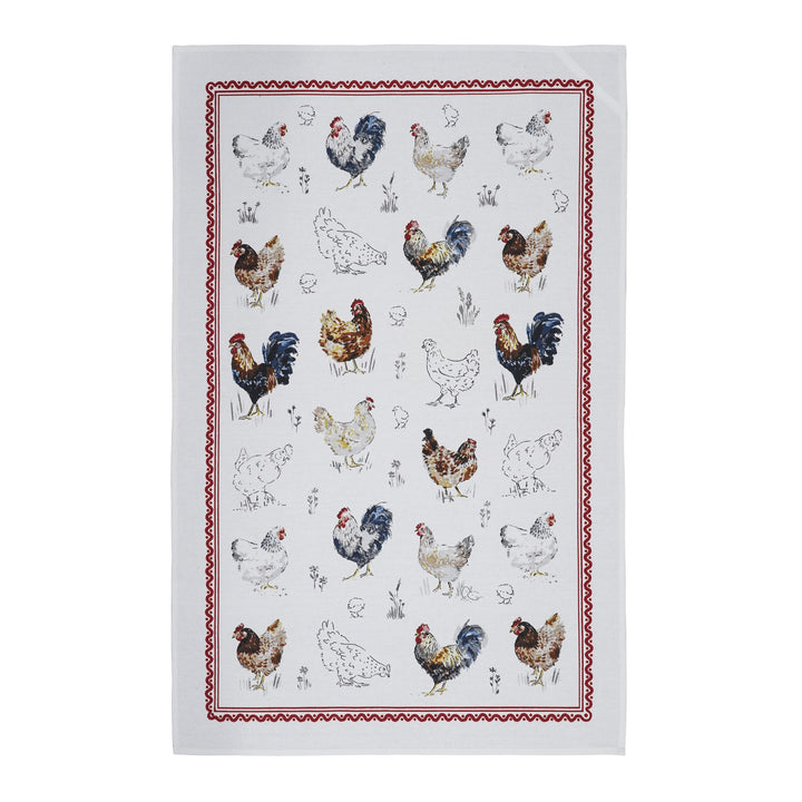 Ulster Weavers Farm Birds Tea Towel - Cotton One Size in Red