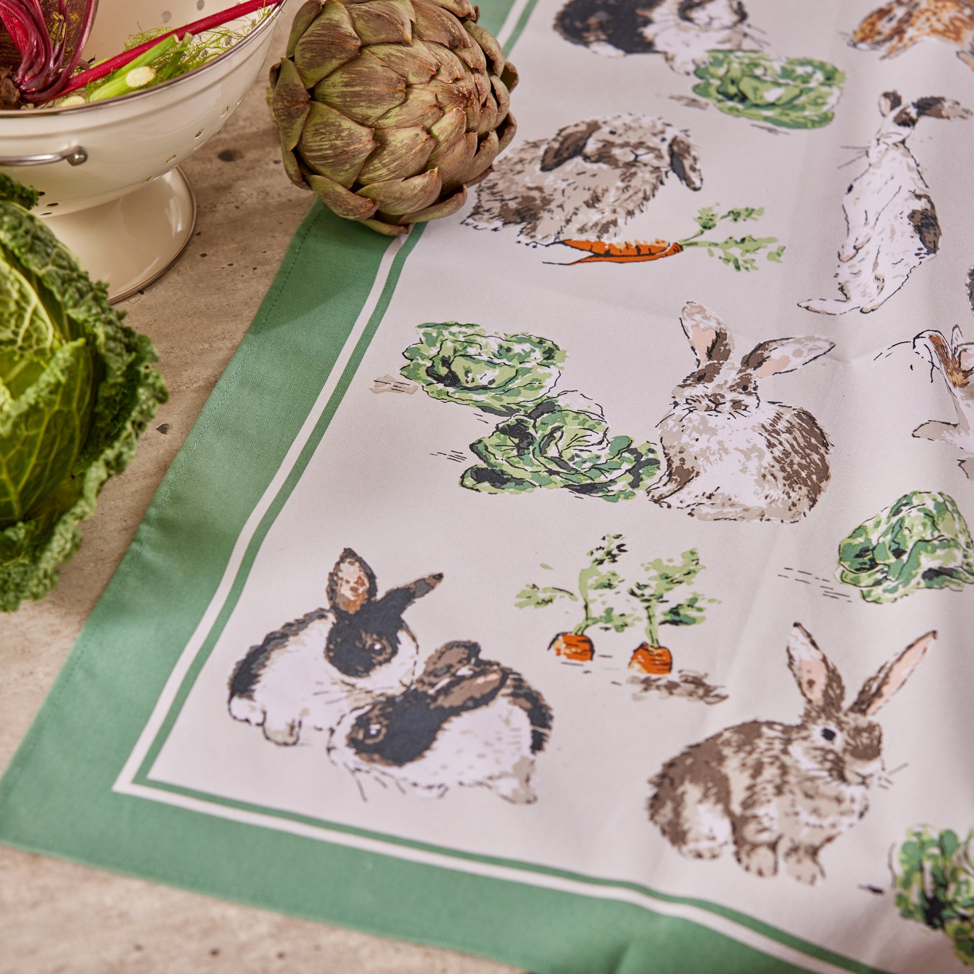 Ulster Weavers Rabbit Patch Tea Towel - Cotton One Size in Green - Tea Towel - Ulster Weavers