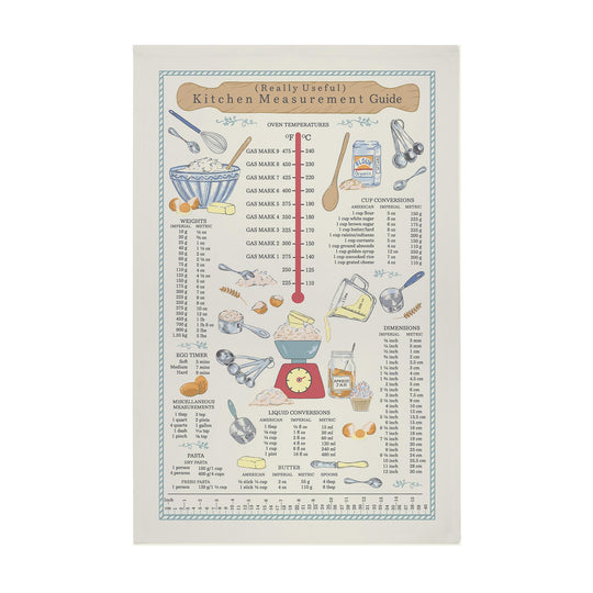 Kitchen Measurements Cotton Tea Towel in Multicolour