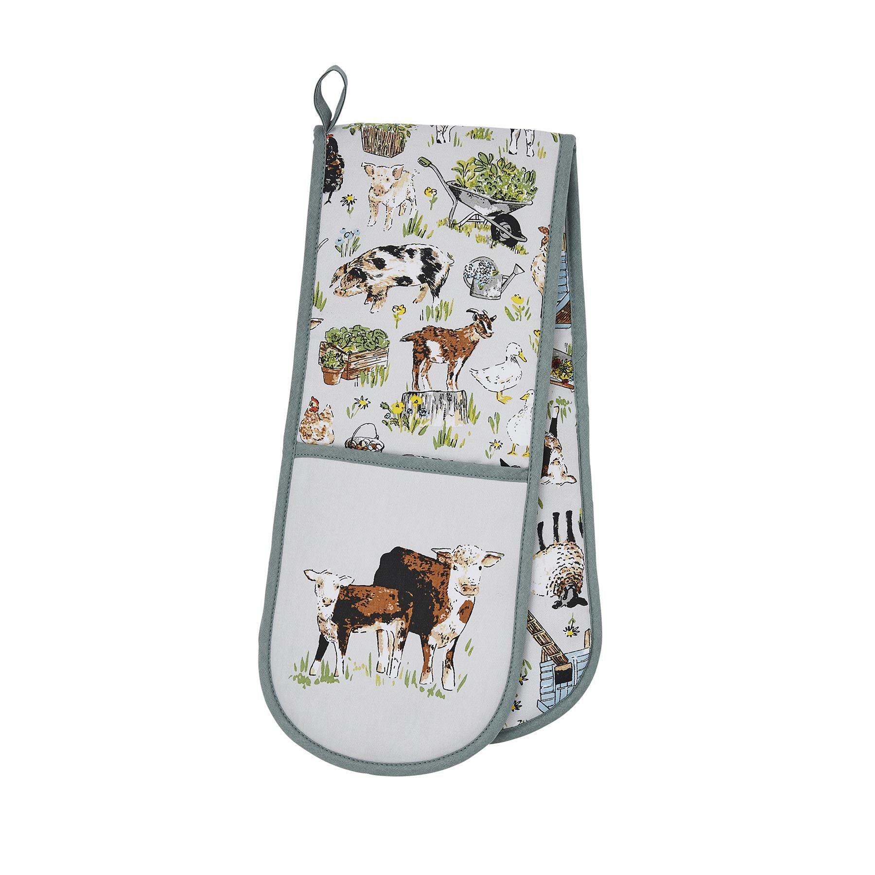 Ulster Weavers Portman Farm Double Oven Glove One Size in Grey - Double Oven Glove - Ulster Weavers