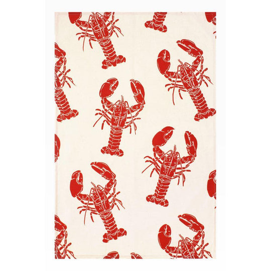 Lobster Cotton Tea Towel in Red