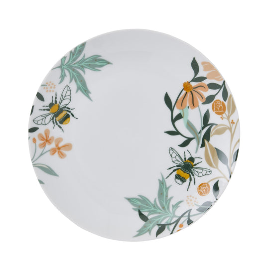 Bee Bloom Porcelain Side Plate in White