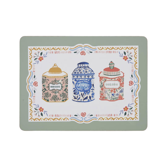 Tea Tins Placemat 4 Pack in Multicolour