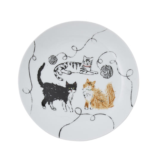 Feline Friends Porcelain Side Plate in White