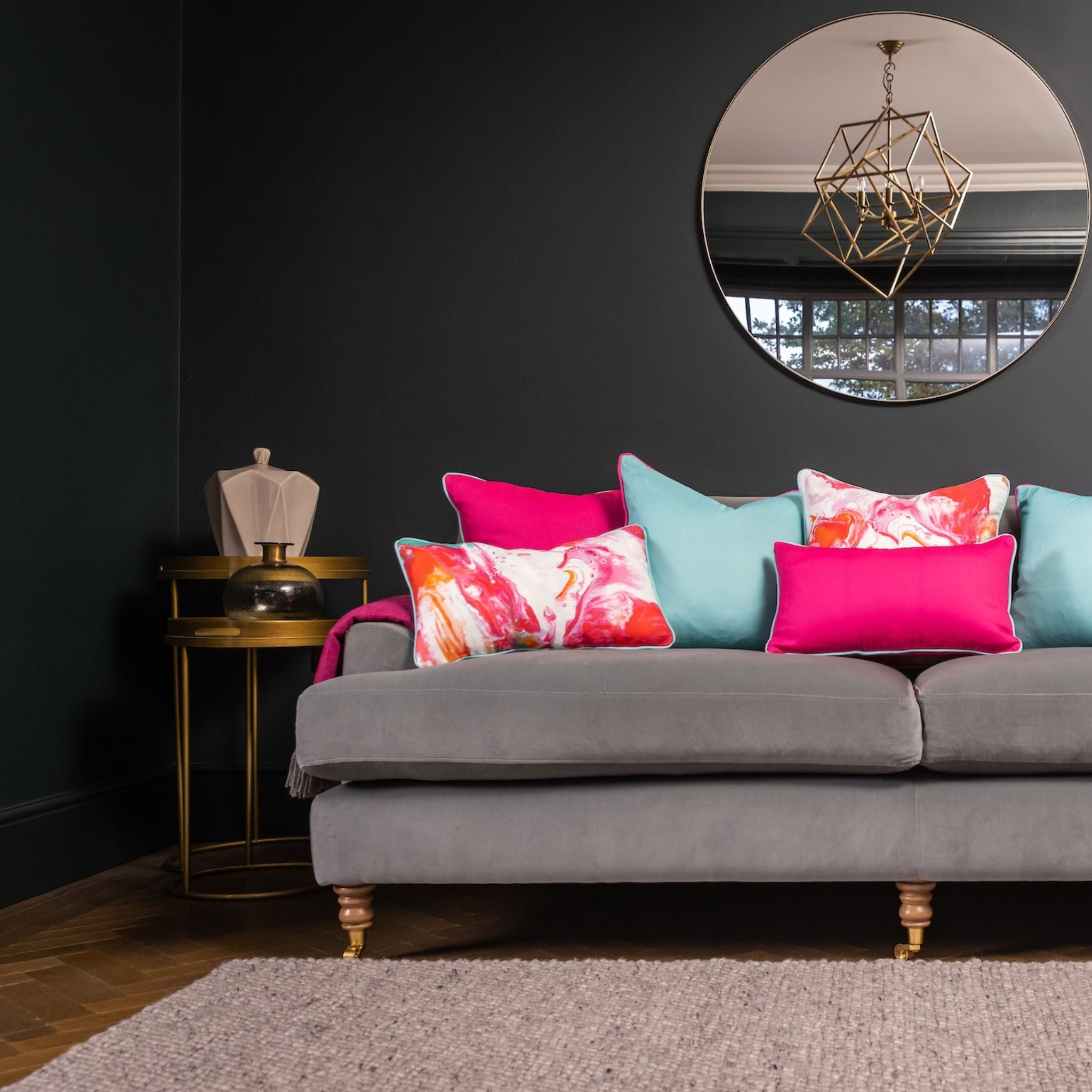 Ulster Weavers Plain Linen Cushion - Cardinal Marble (50cm x 50cm, Cerise Pink/Turquoise) -  - Ulster Weavers