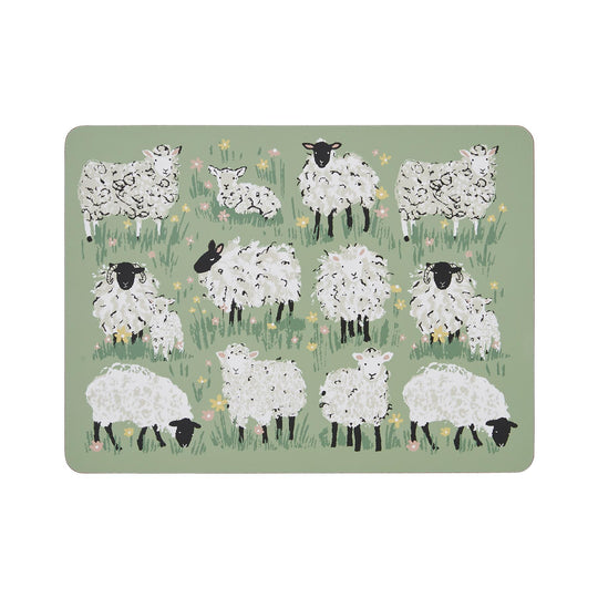 Woolly Sheep Placemat 4 Pack in Green