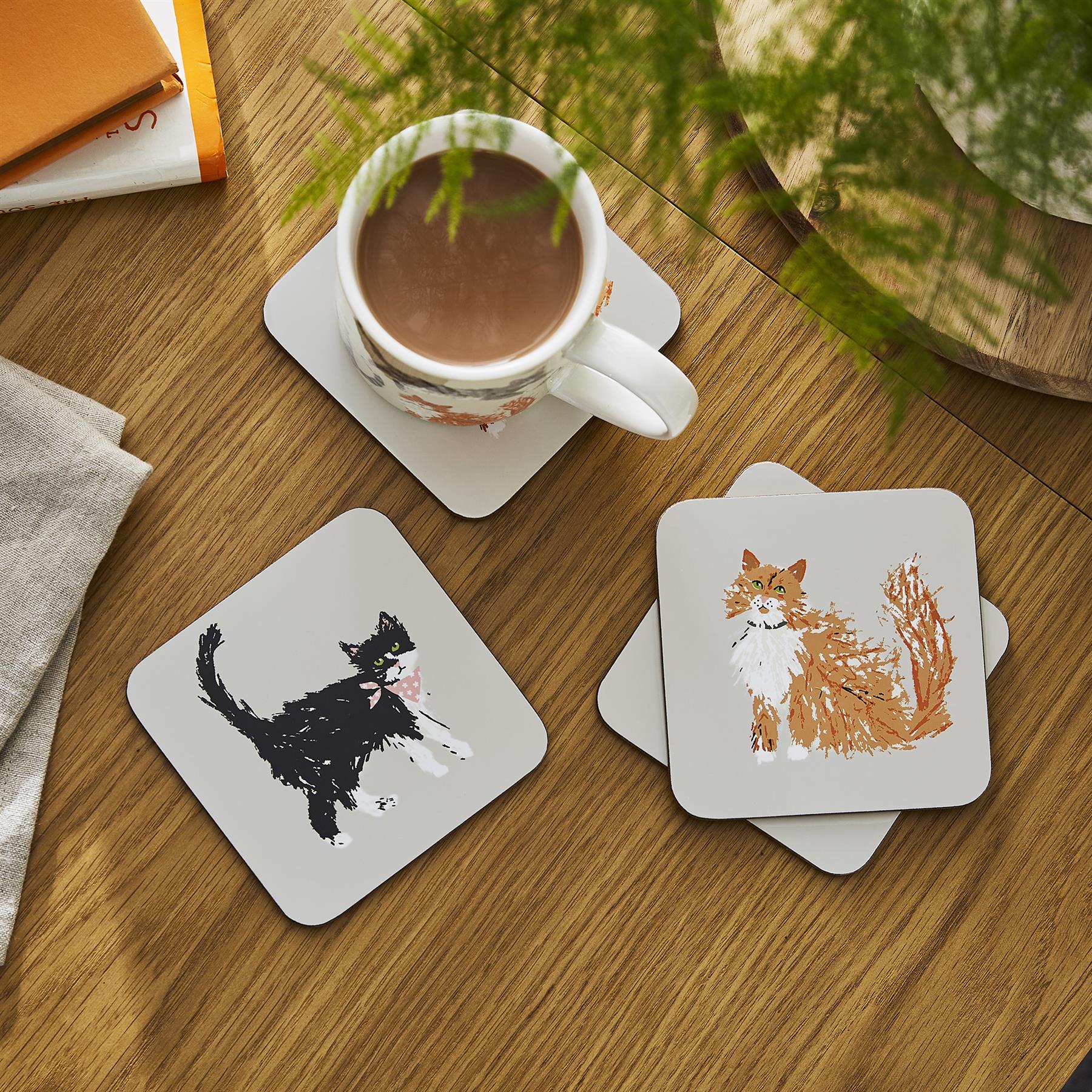 Ulster Weavers Feline Friends Coasters - 4 Pack One Size in Cream - Coaster - Ulster Weavers