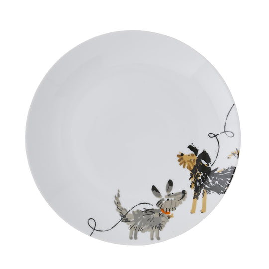 Dog Days Porcelain Dinner Plate in White