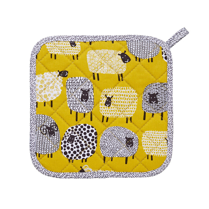 Ulster Weavers Heat Resistant Pot Mat - Dotty Sheep (100% Cotton Outer; 100% Polyester wadding; CE marked, Yellow) - Pot Mat - Ulster Weavers