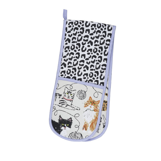 Feline Friends Double Oven Glove in Grey
