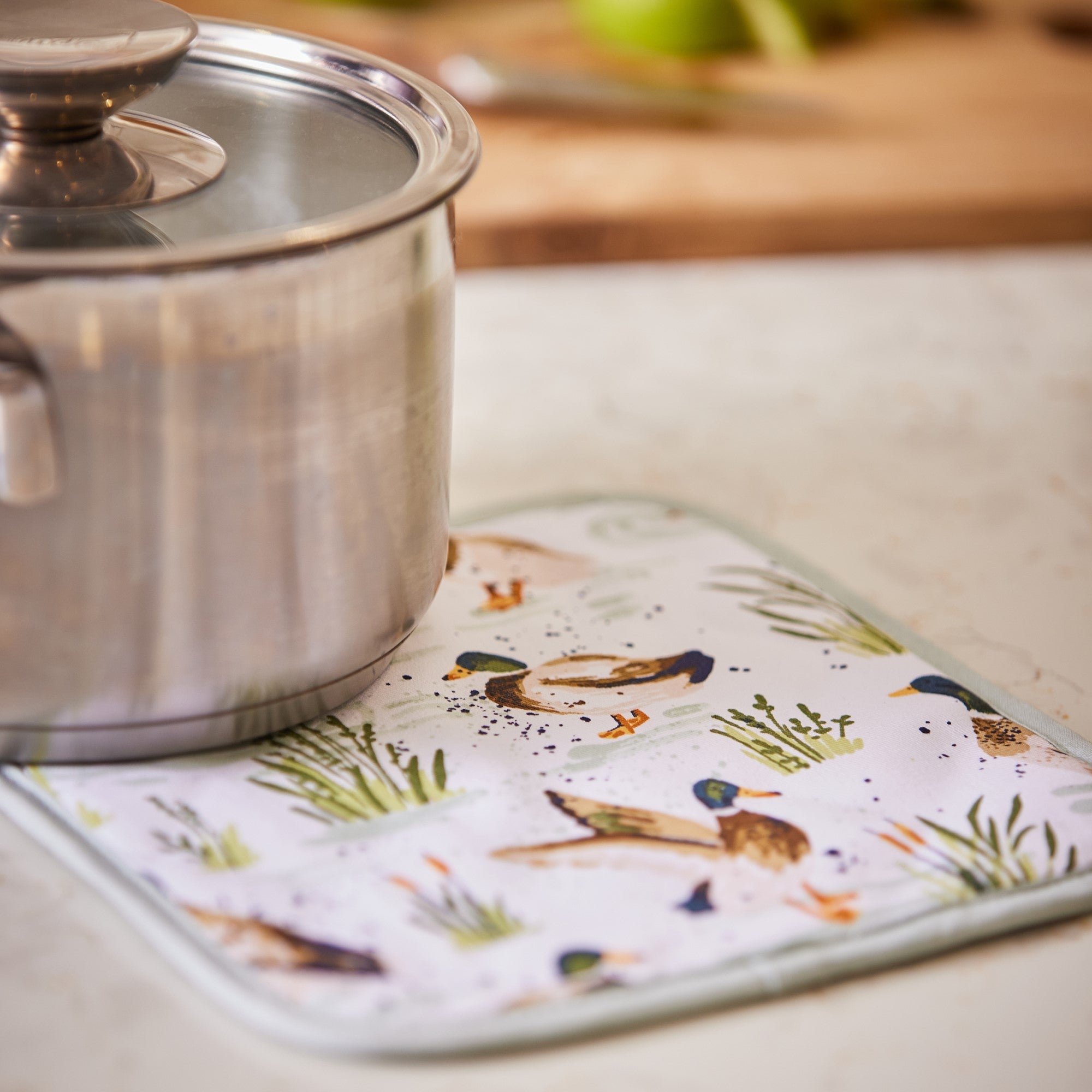 Ulster Weavers Farmhouse Ducks Pot Mat One Size in Sage - Pot Mat - Ulster Weavers