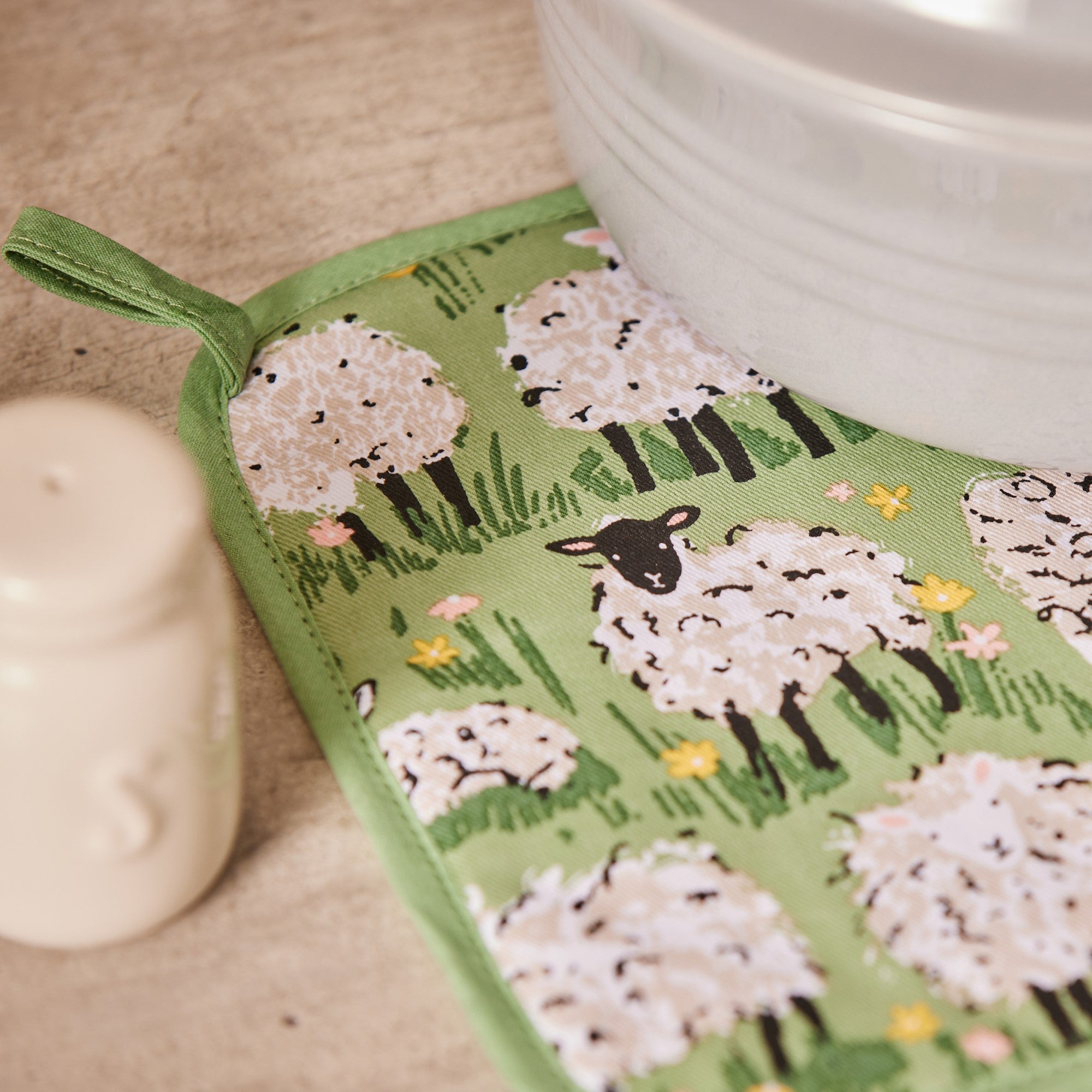 Ulster Weavers Woolly Sheep Pot Mat One Size in Green - Pot Mat - Ulster Weavers