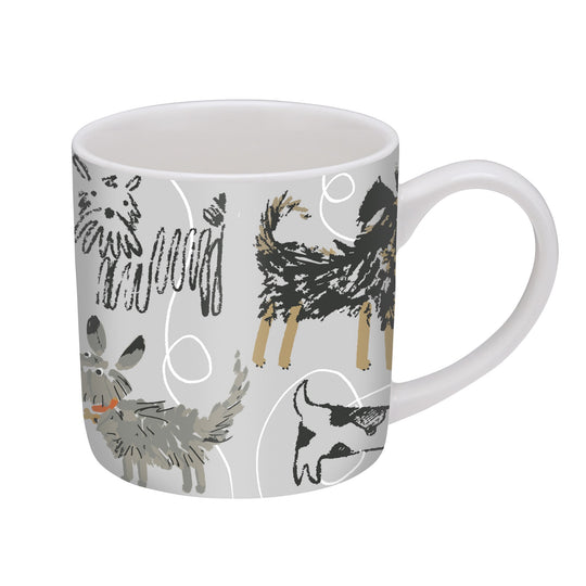 Dog Days Bone China Mug in Grey