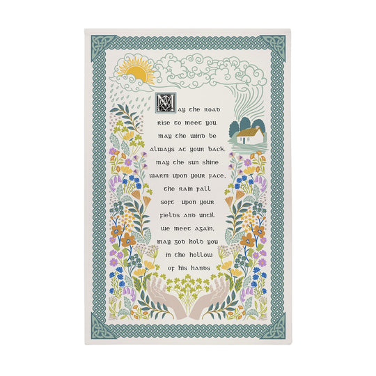 Irish Blessing Cotton Tea Towel in Green