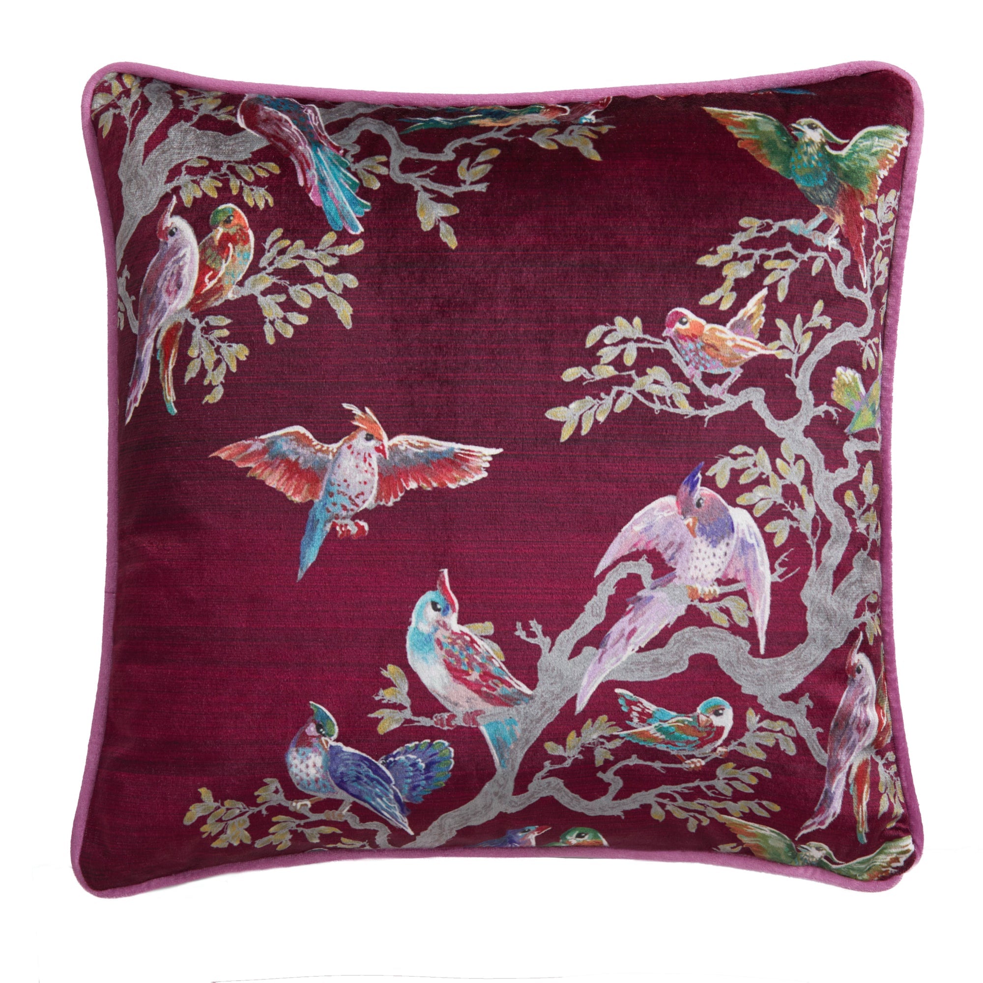 Birdity Absurdity Filled Cushion by Laurence Llewelyn-Bowen in Pink 43 x 43cm - Filled Cushion - Laurence Llewelyn-Bowen