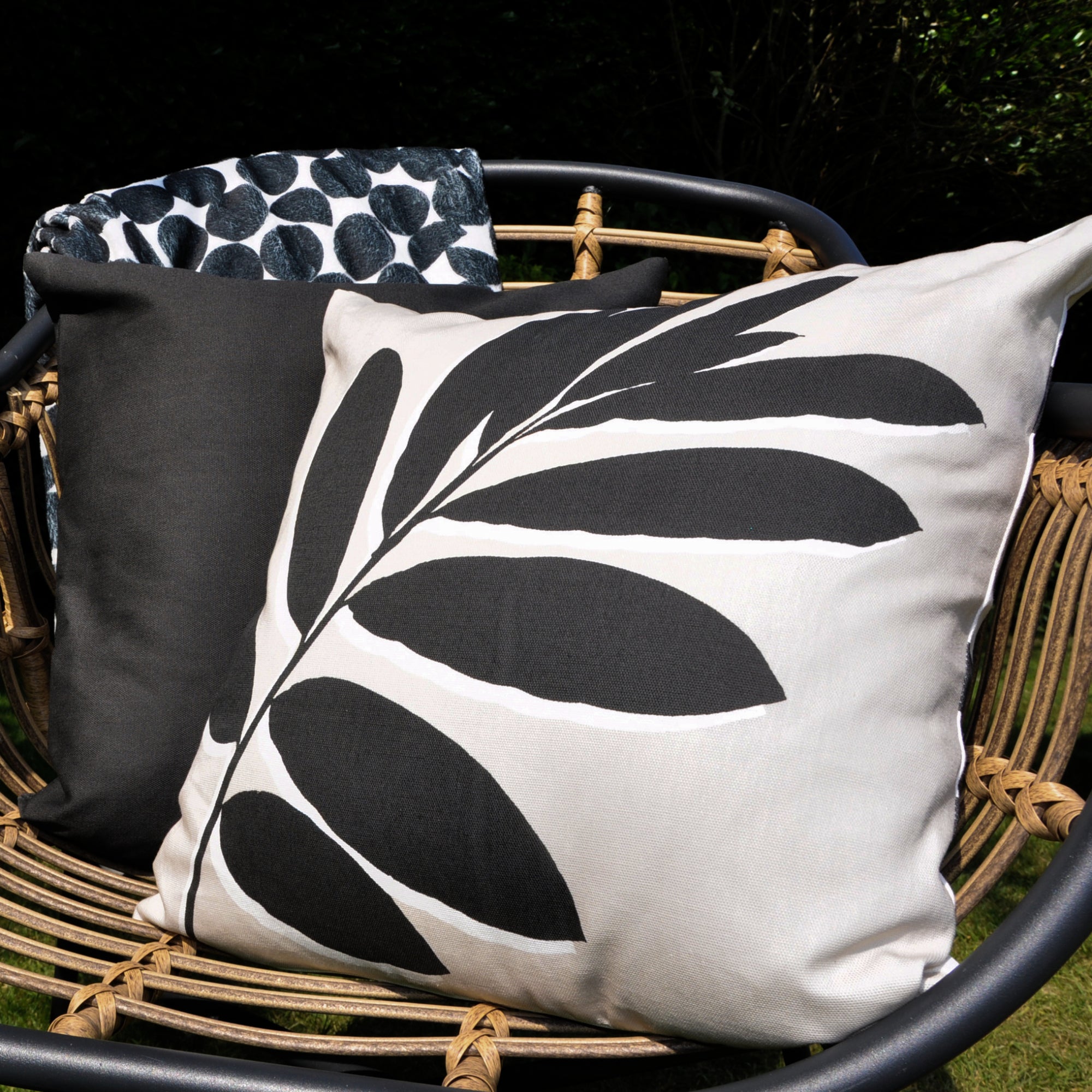 Leaf Print Filled Cushion by Fusion in Natural 43 x 43cm - Filled Cushion - Fusion