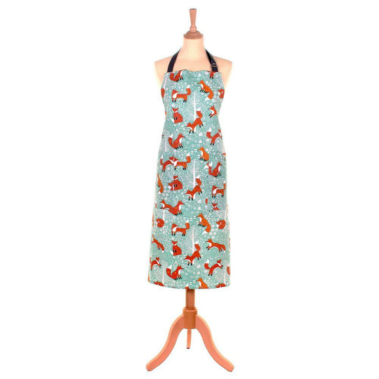 Foraging Fox Cotton Apron in Blue