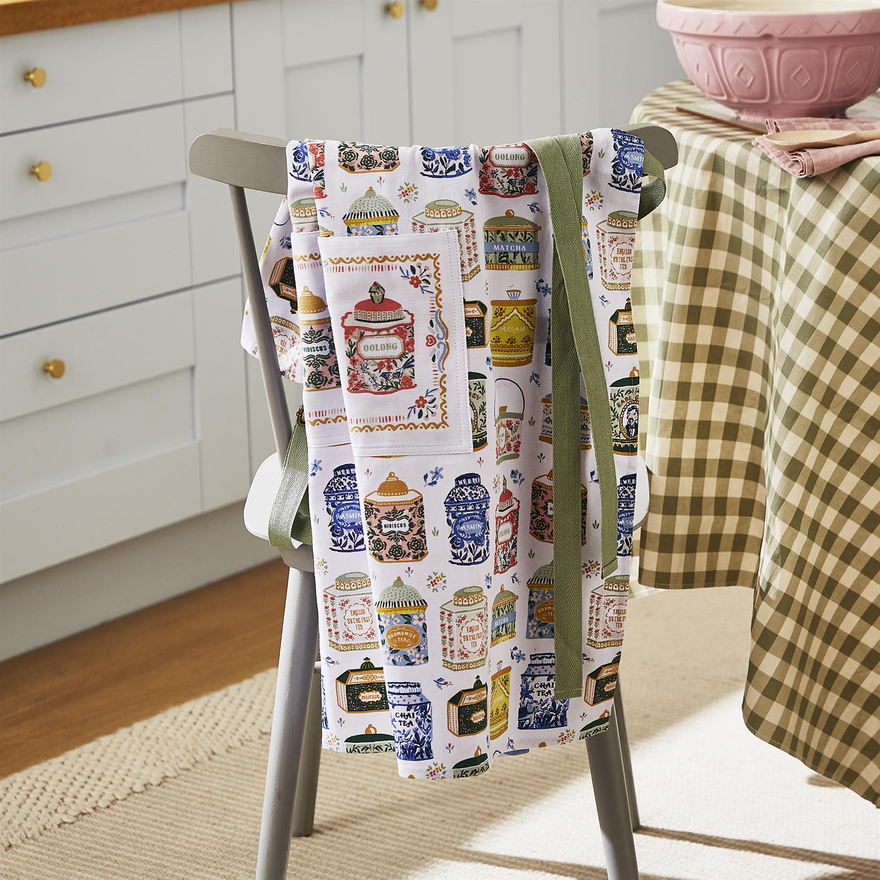 Ulster Weavers Tea Tins Apron - Cotton One Size in Multi - Apron - Ulster Weavers