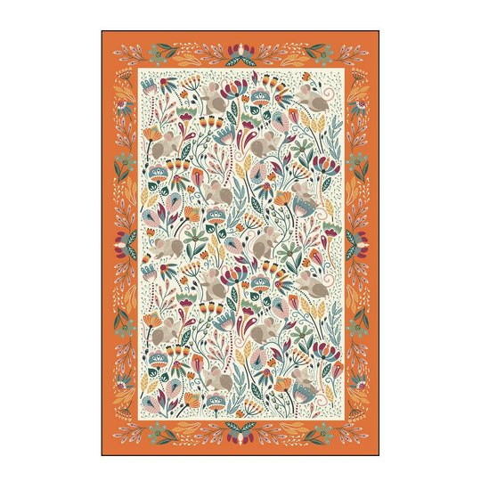 Field Mice Cotton Tea Towel in Blue