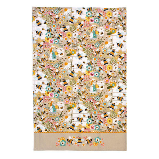 Bee Keeper Cotton Tea Towel in Natural